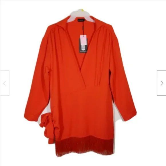 PRETTY LITTLE THING Tassel Hem Bodycon Dress 5436E1M - Picture 1 of 16